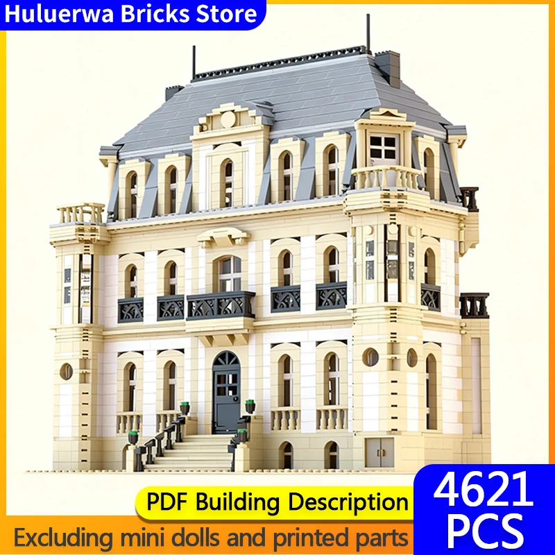 

Модель City Street View MOC, строительные кирпичи, замок роскошной резиденции, модульная технология, детские праздничные подарки, сборные игрушки, костюм