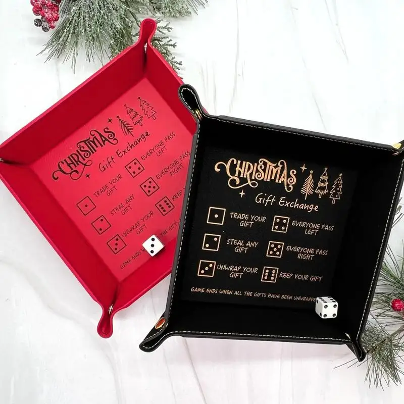 

Dice Rolling Tray Folding Board Game Dice Rolling Tray Foldable Christmas Family Gatherings Novelty Exchange Game Dice Holder