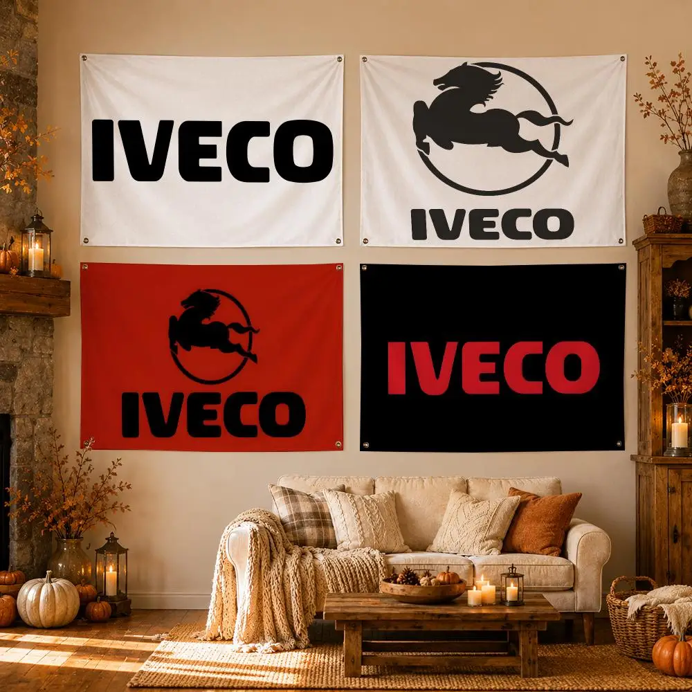 Car Brand IVECO Flags Flags for Room, Bedroom, Home, Outdoor, Wall Hanging, Concert Print, Art Banner