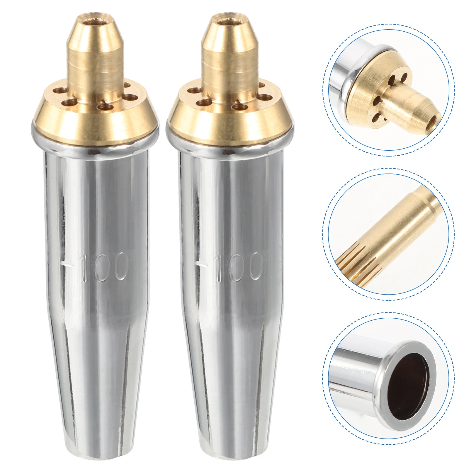 

2Pcs Cutting Nozzle Torch Tip Propane Liquefied Gas Brass Material High Concentricity Split Design Replacement Copper Contacts