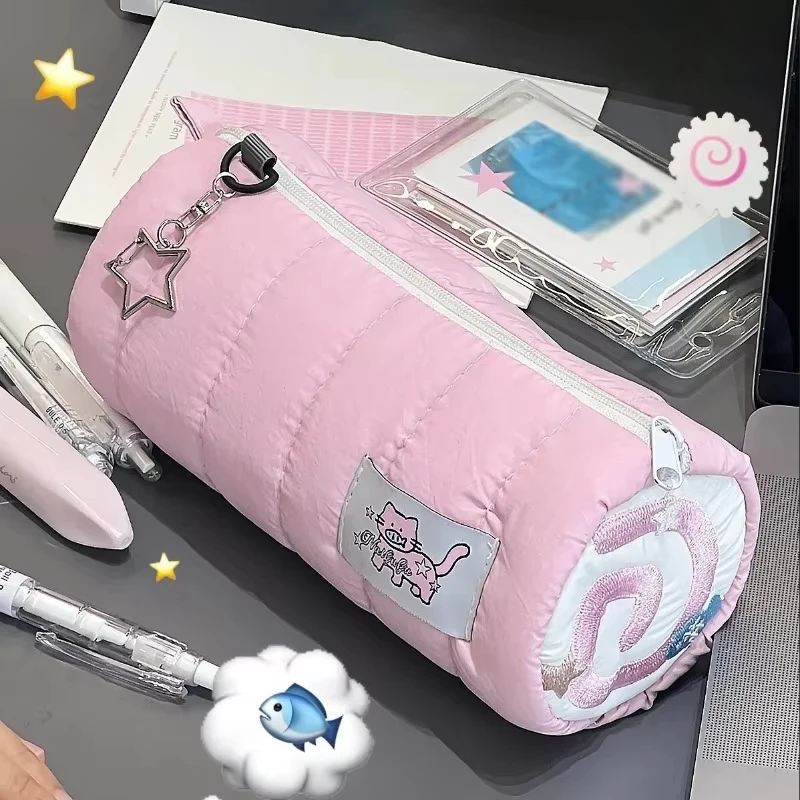 

Y2K Cute Pink Fish Board Plush Cute Pencil Case Makeup Bag Student Stationery Bag Super Large Capacity Storage Bags Makeup Pouch