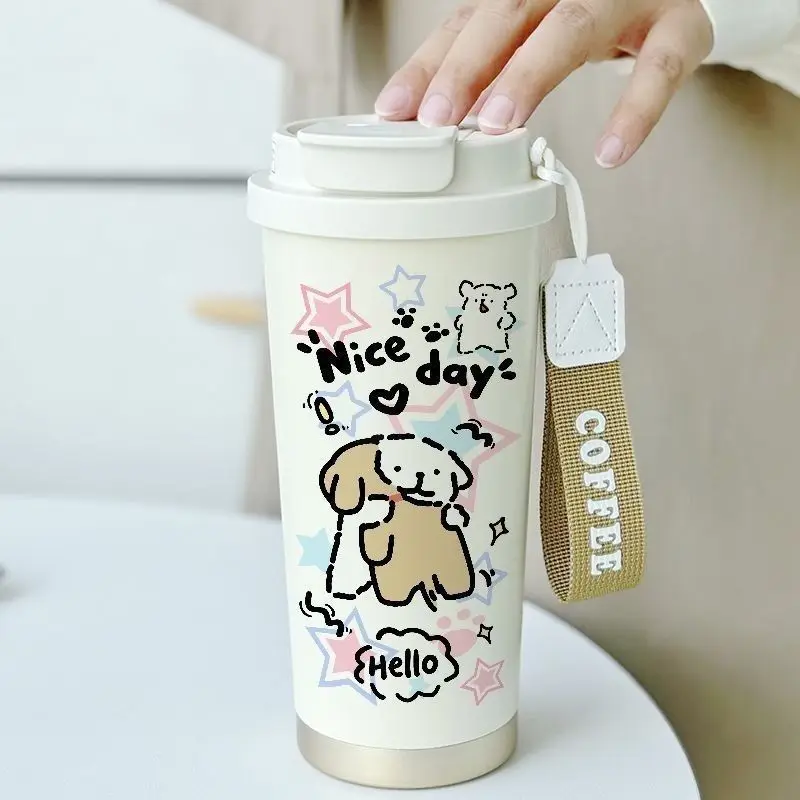 Cartoon Line Dog Coffee Cup 530ml Travel Bottle 316 Stainless Steel Thermal Insulation Cup Customized Portable Move Mugs Winter