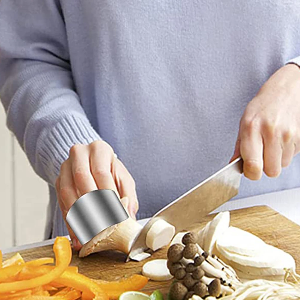 

6pcs Finger Protector Stainless Steel Anti Rust Kitchen Tool Food Cutting Guard Adjustable Design Fits Most Fingers Safe Cooking
