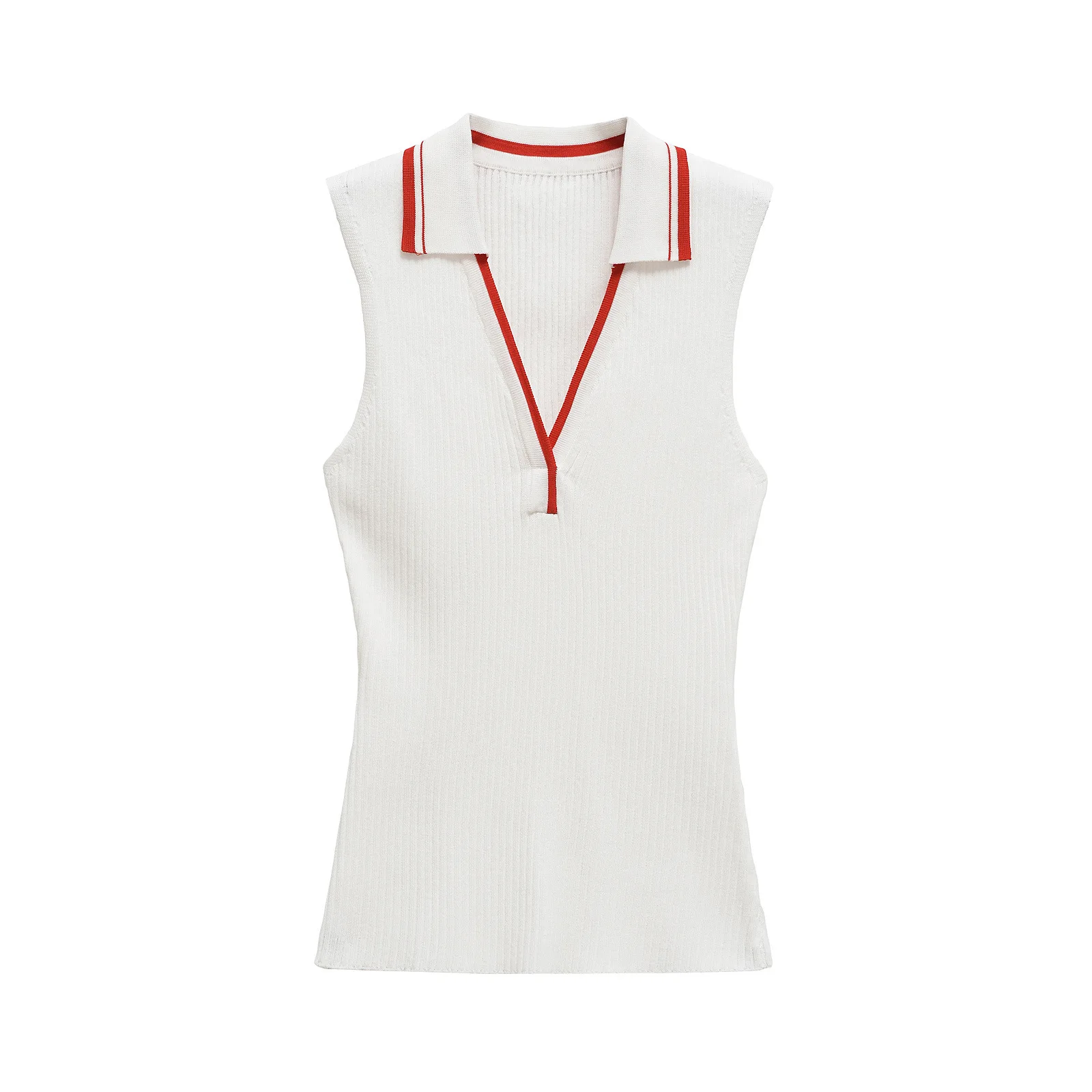 Women's clothing 2025 spring and summer European and American contrasting striped lapel vest women's T-shirt tops for women