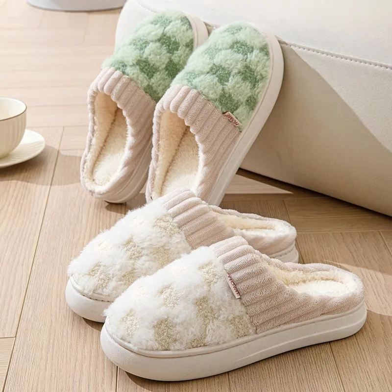 Cotton slippers for women autumn and winter indoor warmth couple's home new style plush home outdoor wear cotton slippers