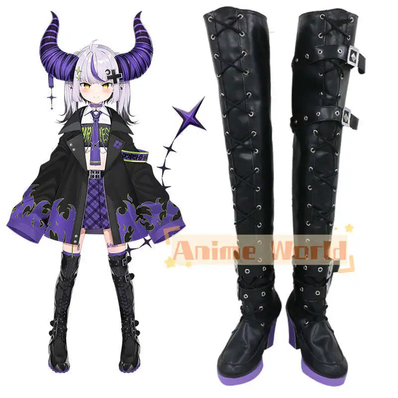 Virtuelle youtuber la darkniess laplus dritte kostüm schuhe cosplay stiefel halloween karnevals stiefel maßge schneidert