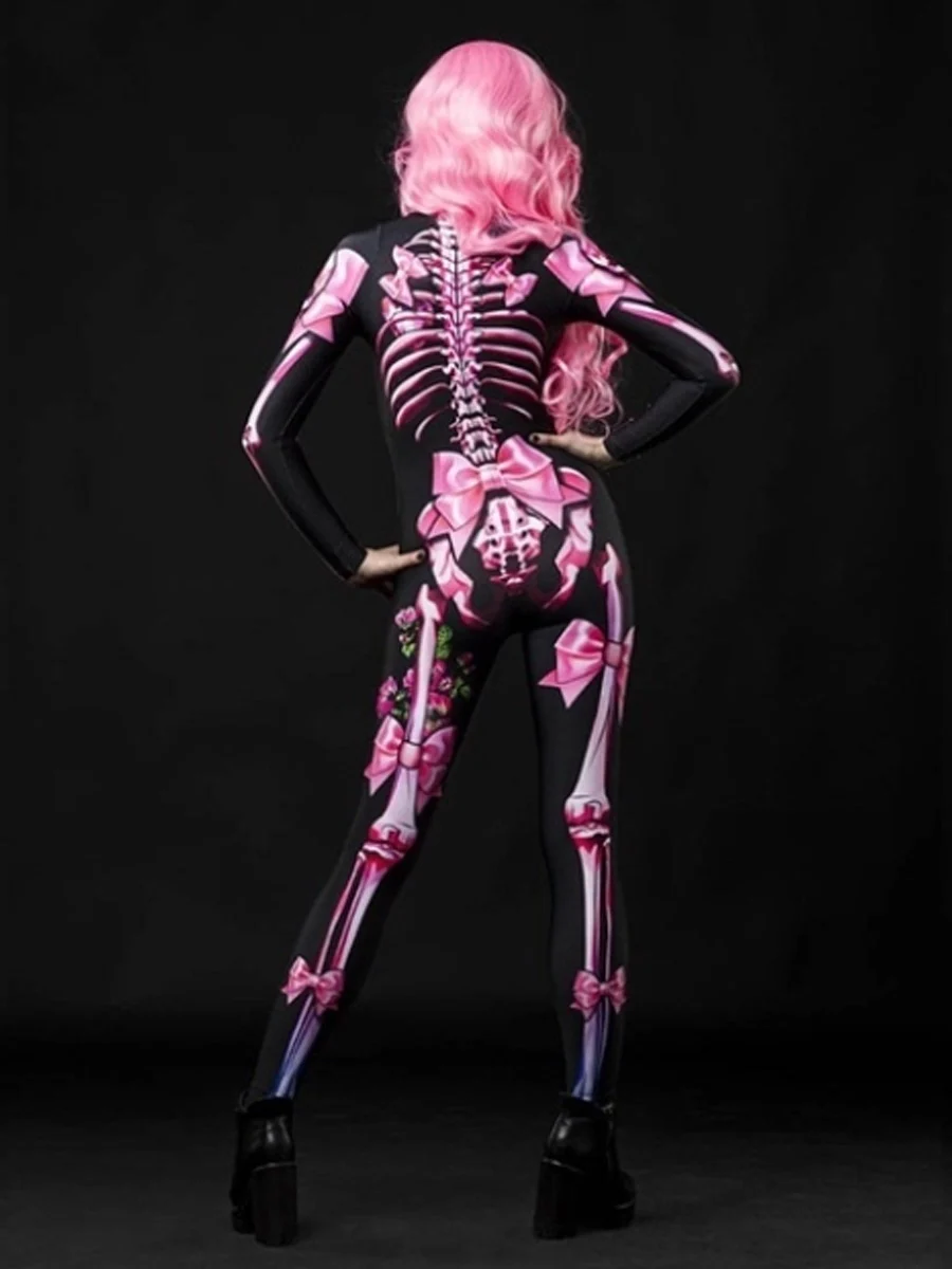 Loween – combinaison taille haute pour femmes, imprimé squelette, pantalon décontracté à jambes droites, Design asymétrique, automne Faion