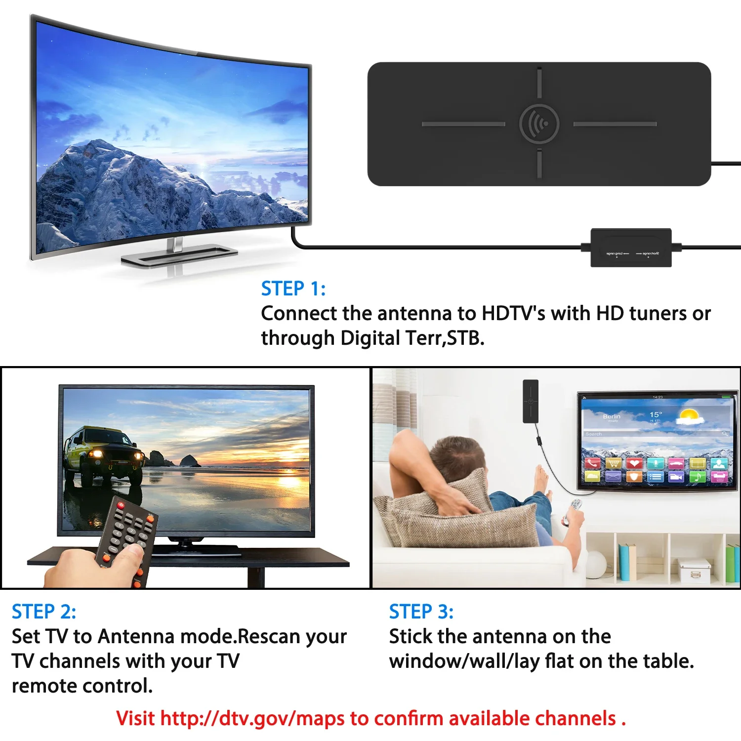 5600 miglia 4K HD 1080P digitale Indoor/Outdoor 36DBI TV Antenna interna HDTV segnale Booster amplificato