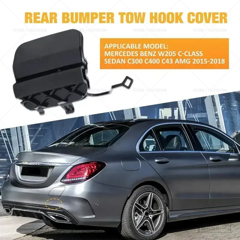 For Mercedes-Benz W205 C-Class Sedan C300 C400 C43 AMG 2015-2018 Rear Bumper Towing Hook Eye Cover OE 2058850256 Car Accessories