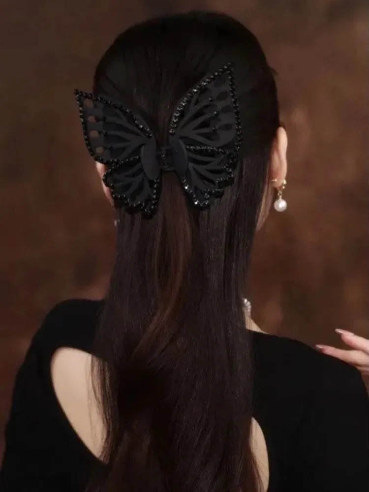 Neue Schmetterling große Haar Krallen Mode Haars pangen Acryl glänzende Doppels chicht Haarschmuck für Mädchen Klauen clip – Detail 7