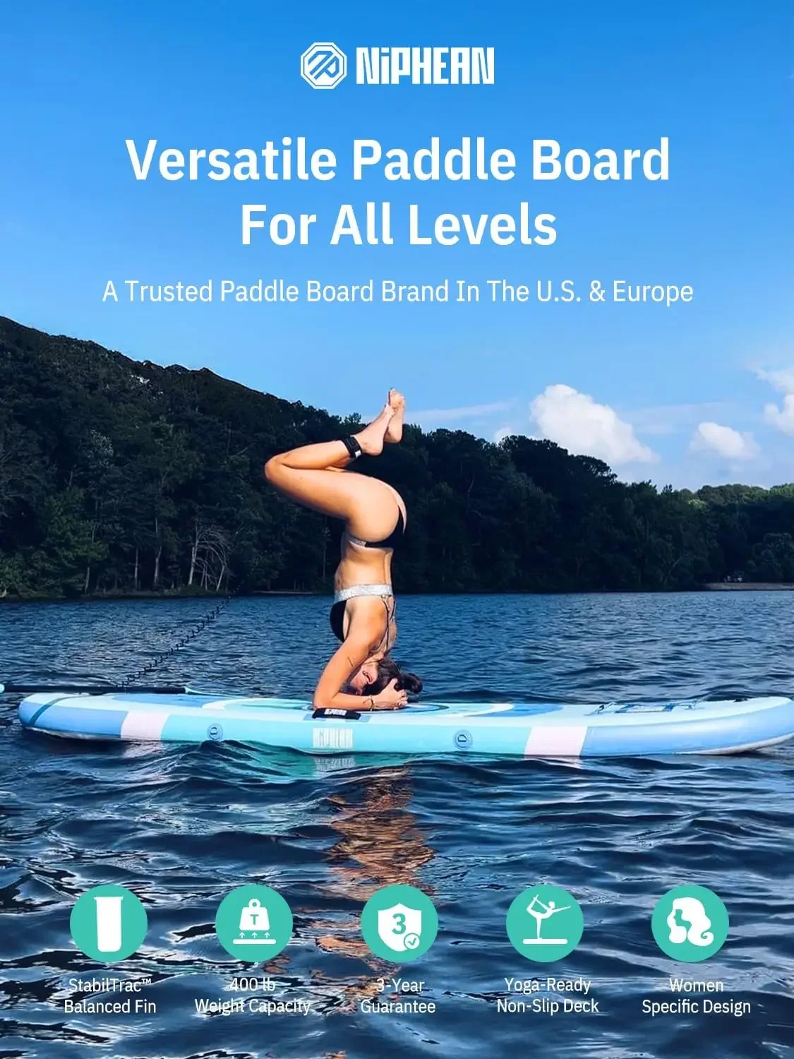 Niphean 10' Inflatable Paddle Board, Ultra-Light SUP for Beginners