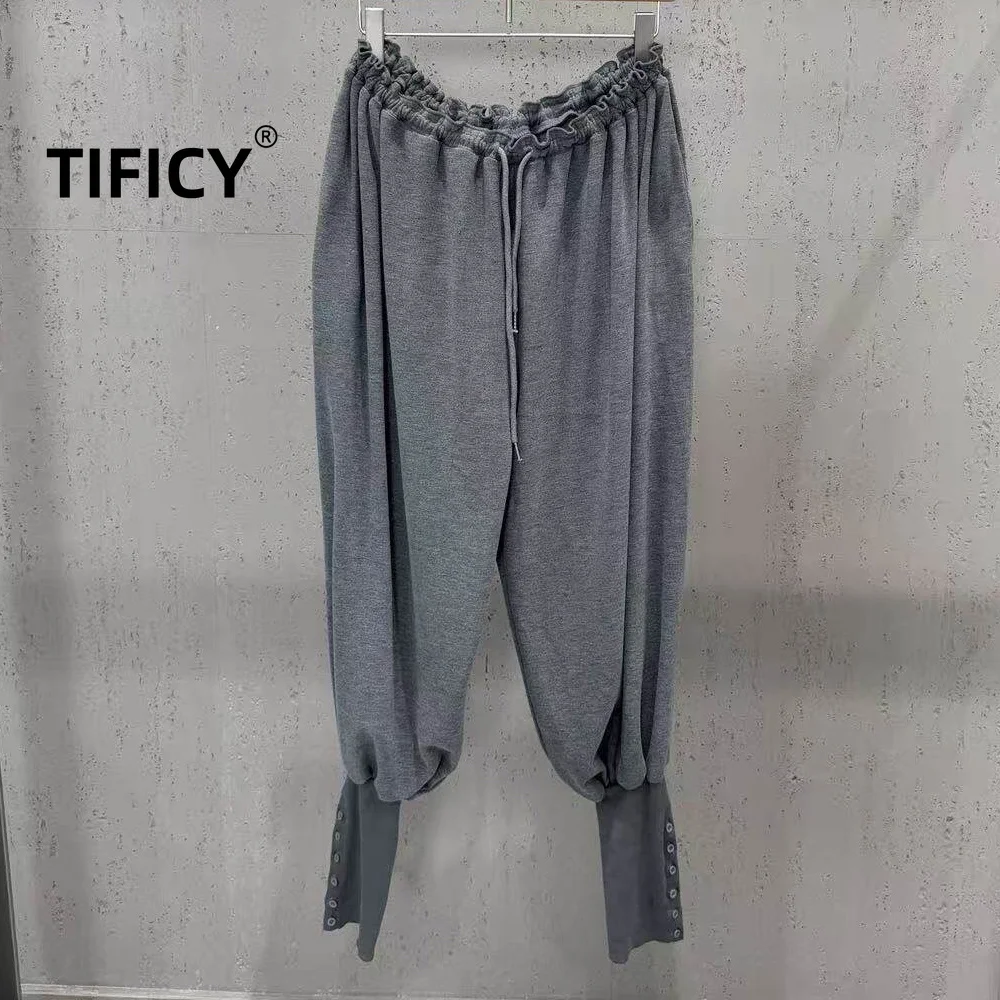 High Street Women's Sided Stretch Velvet Lazy Style Lace Up Leg Tied Lantern Pants Elastic Waist Loose Casual Pants Long Pants