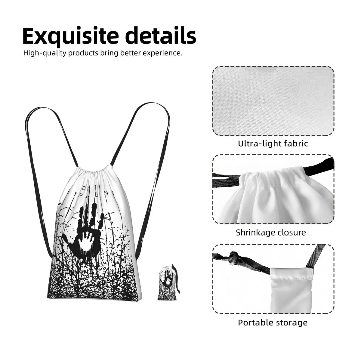 In The Forest Death Stranding Game For Fans Drawstring Backpack hiking cycling Bag Lightweight Foldable Storage Drawstring Bag