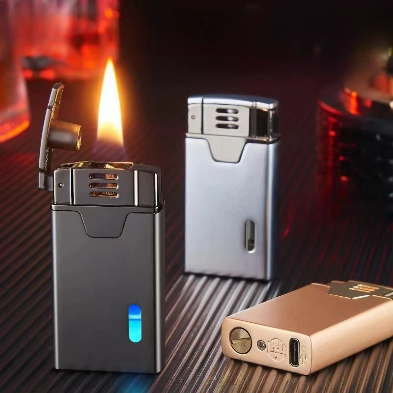 

Creative Multiple Induction Arc Ignition Sound Controlled Kerosene Lighter Visual Gas Blue Light Window USB Electronic Lighters