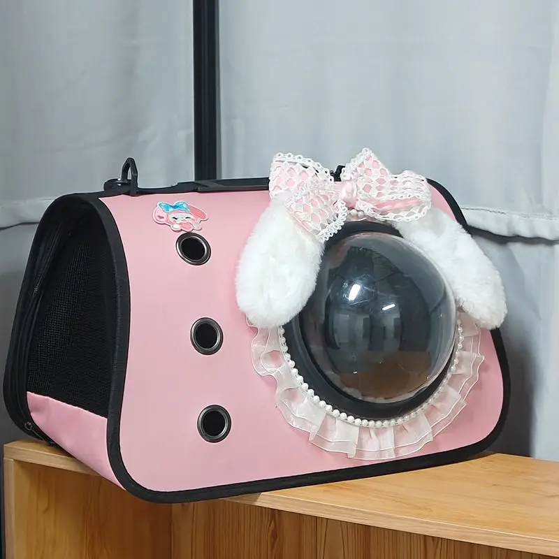 Sanrios quente sair pet espaço cápsula saco kawaii kuromi dos desenhos animados bonito portátil gato cão animal de estimação crossbody bolsa de ombro moda novo 2024