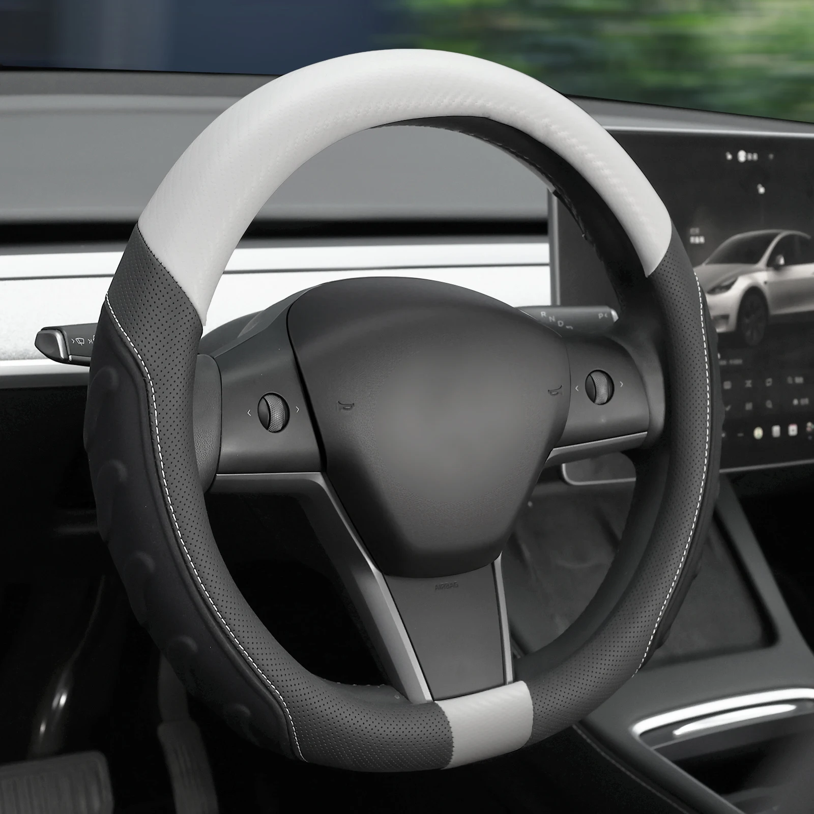 

Кожаный чехол на руль с плоской подошвой, дышащий, противоскользящий, в форме буквы D для Tesla Model 3 Model Y 2017-2025 2021 2022 2023 2024