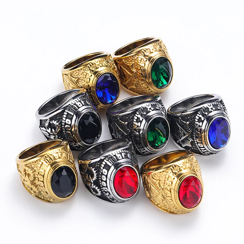 Punk Rock Solid Titanium Steel Illuminati The Eye of God Satan Ram Round Finger Rings for Men Retro Jewelry Gold Silver Color