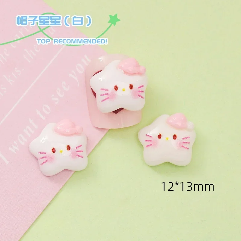 20Pcs Cartoon Hello Kitty Nail Accessories Pink and White Series Commemorative Gift Designed for Girls for Nail Accessories