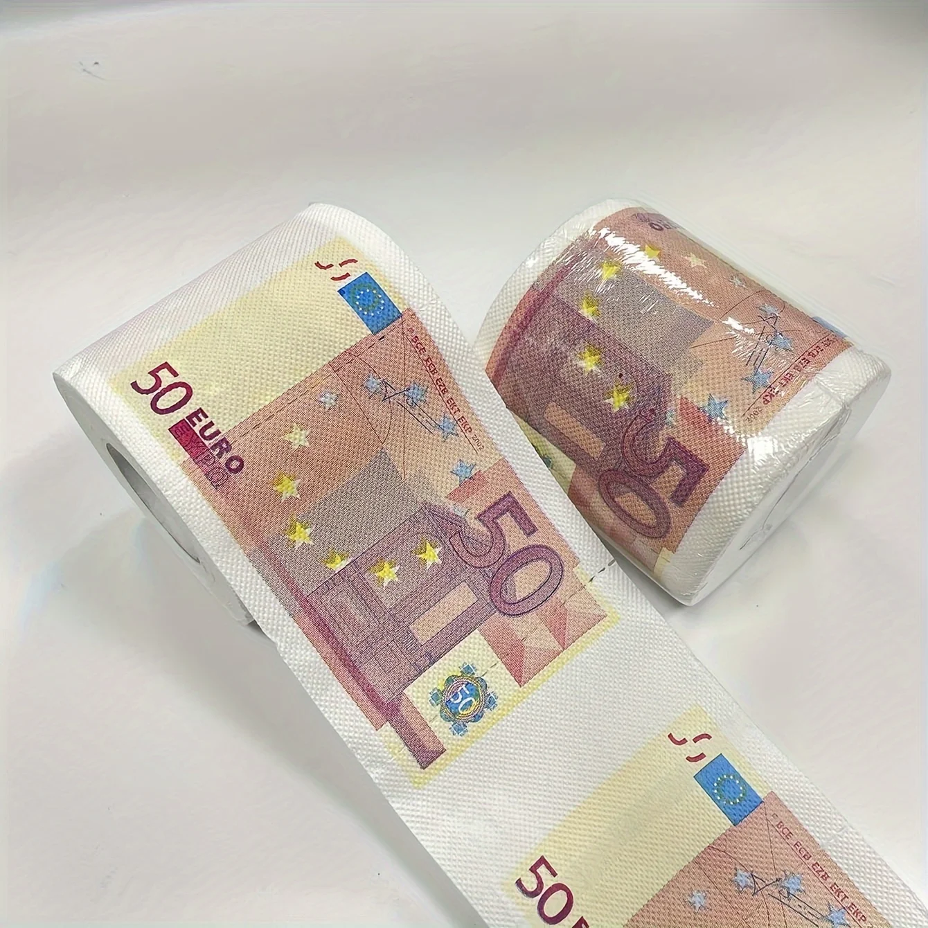 1pc Euro Coin Print Novelty Toilet Paper - Fun & Creative Bathroom Tissue, High-Quality Wood Pulp Roll