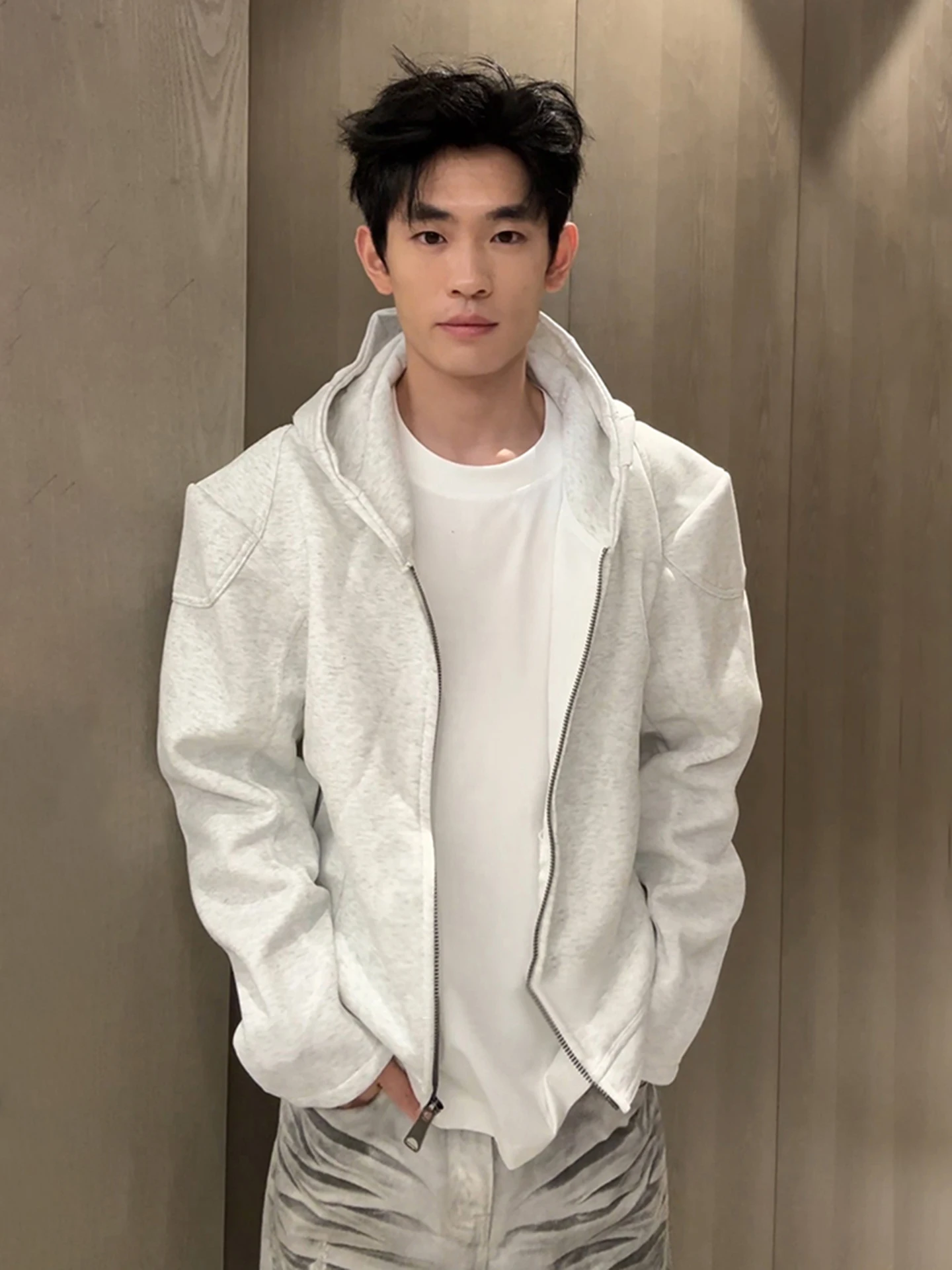 

Мужская толстовка на молнии American Sle Heavyweight, свободного кроя, в стиле байкерской куртки, осенняя повседневная одежда, молодежный тренд, хлопок, длинный рукав