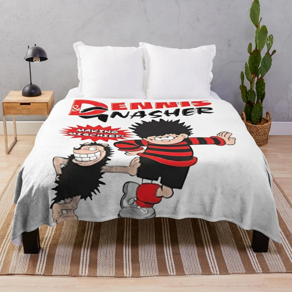 Making Mischief. Classic Dennis the menace and Gnasher, vintage style. Throw Blanket Sofa Throw Sleeping Bag Blankets