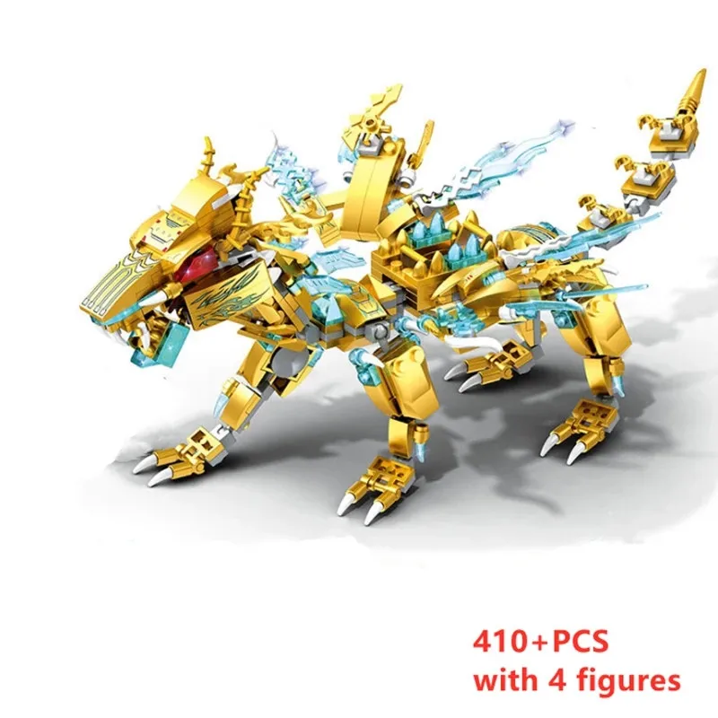 

420Pcs 4IN1 Ninja Gold Dragon Knight Swordsman DIY Model Figures Building Blocks Modular MOC Kids Toys Bricks Boys Gifts