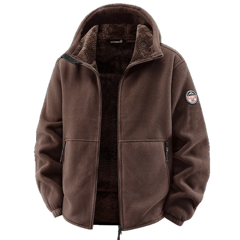 New Winter Men Hooded Polar Fleece Warm Jackets Male Outdoor Cold Protection Cardigans Coats Male Fashion Loose Thicker Parkas 4