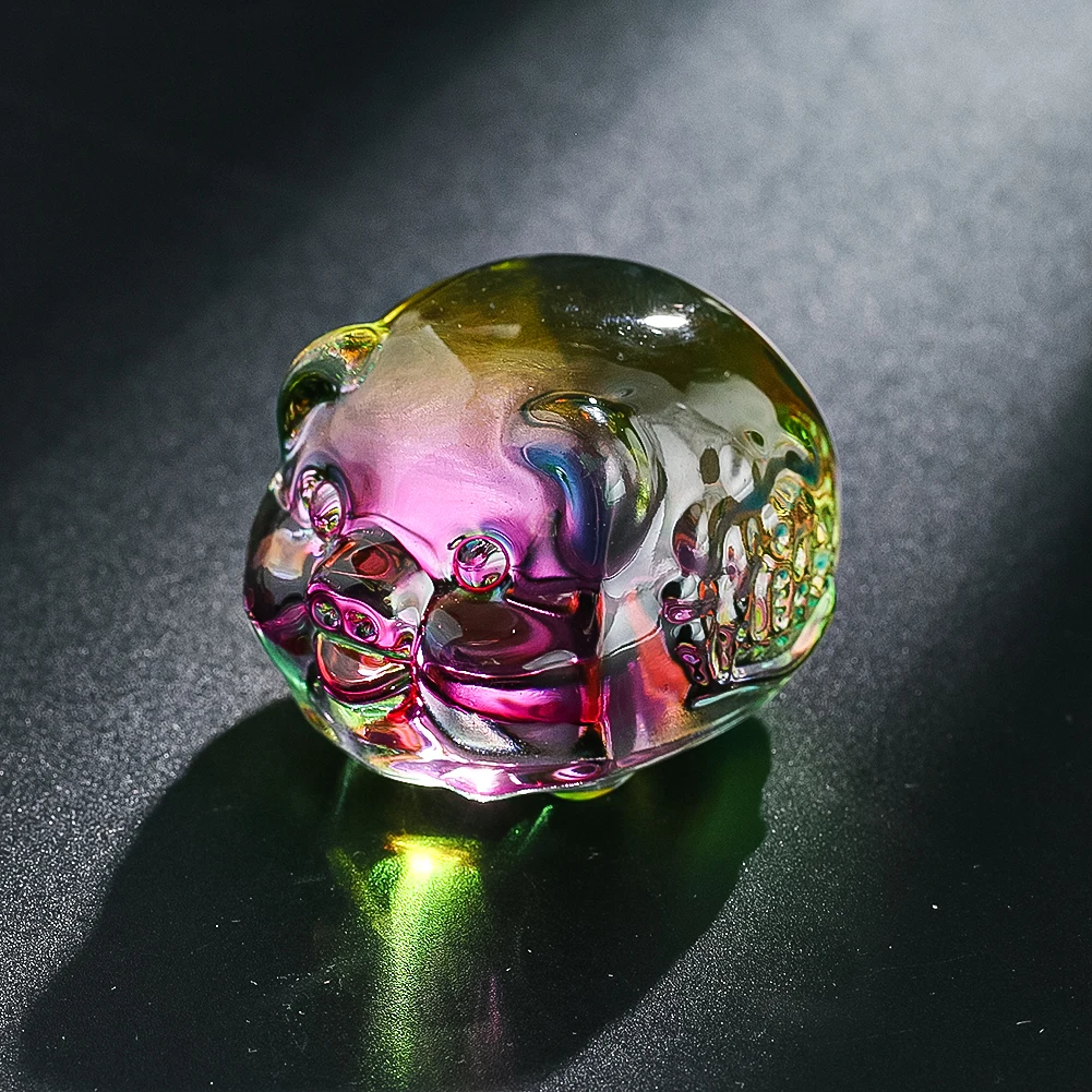 تمثال صغير من الكريستال الصيني خنزير زودياك ، تمثال مصغر الحيوان ، ثقالة الورق محظوظ الزجاج ، تحصيل هدية ديكور المنزل