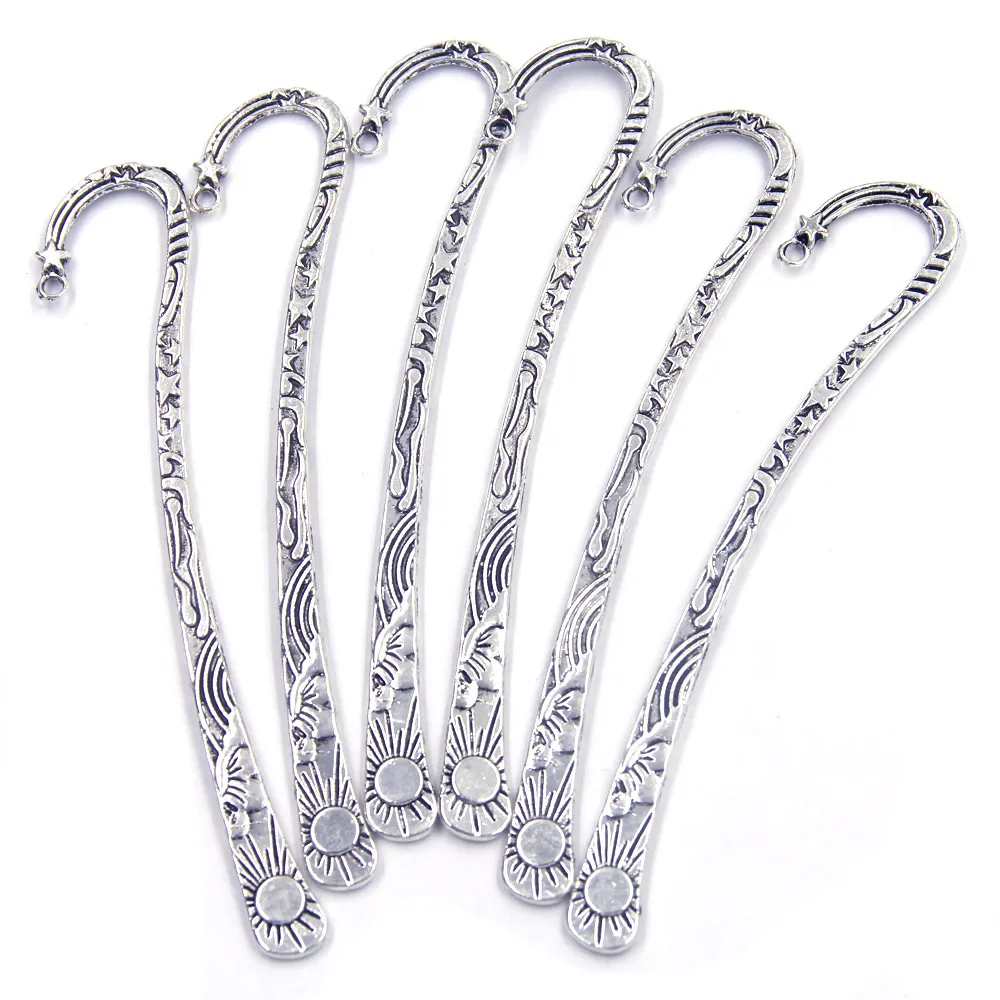 

100 шт., антикварные серебряные металлические закладки с солнечной звездой, Marque de Page, сделай сам, изготовление ювелирных изделий, оптовая продажа 123 мм