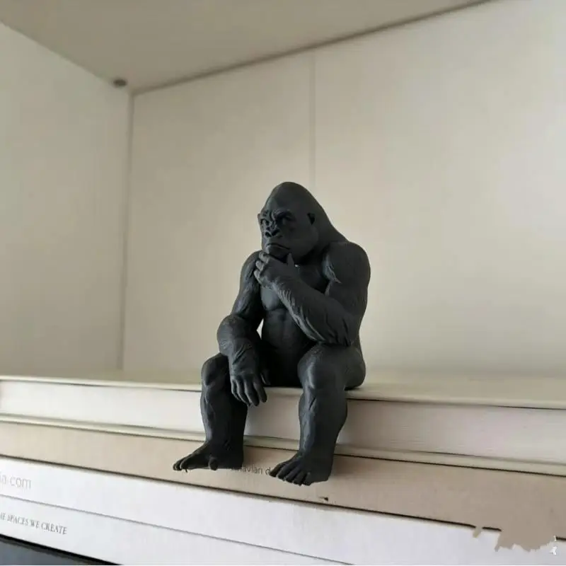 Hot Cartoon Sitting Gorilla Statue Ornament 3D Printed Thinker Gorilla Figurine For Home Desktop Interior Decoration Gift