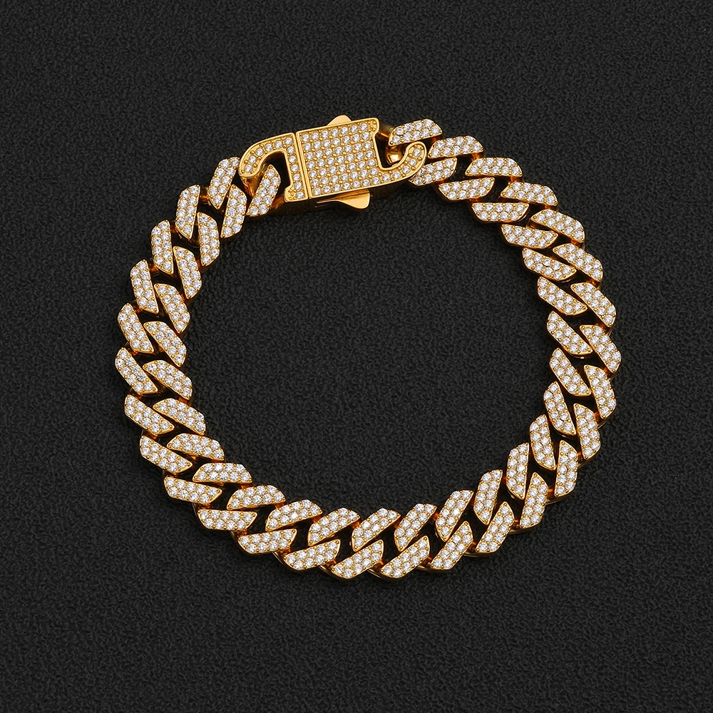 Stainless Steel Iced Out Miami Cuban Link Chain 10mm 12mm Full Paved Cubic Zirconia Necklace Hip Hop Men Party Jewelry No Fade