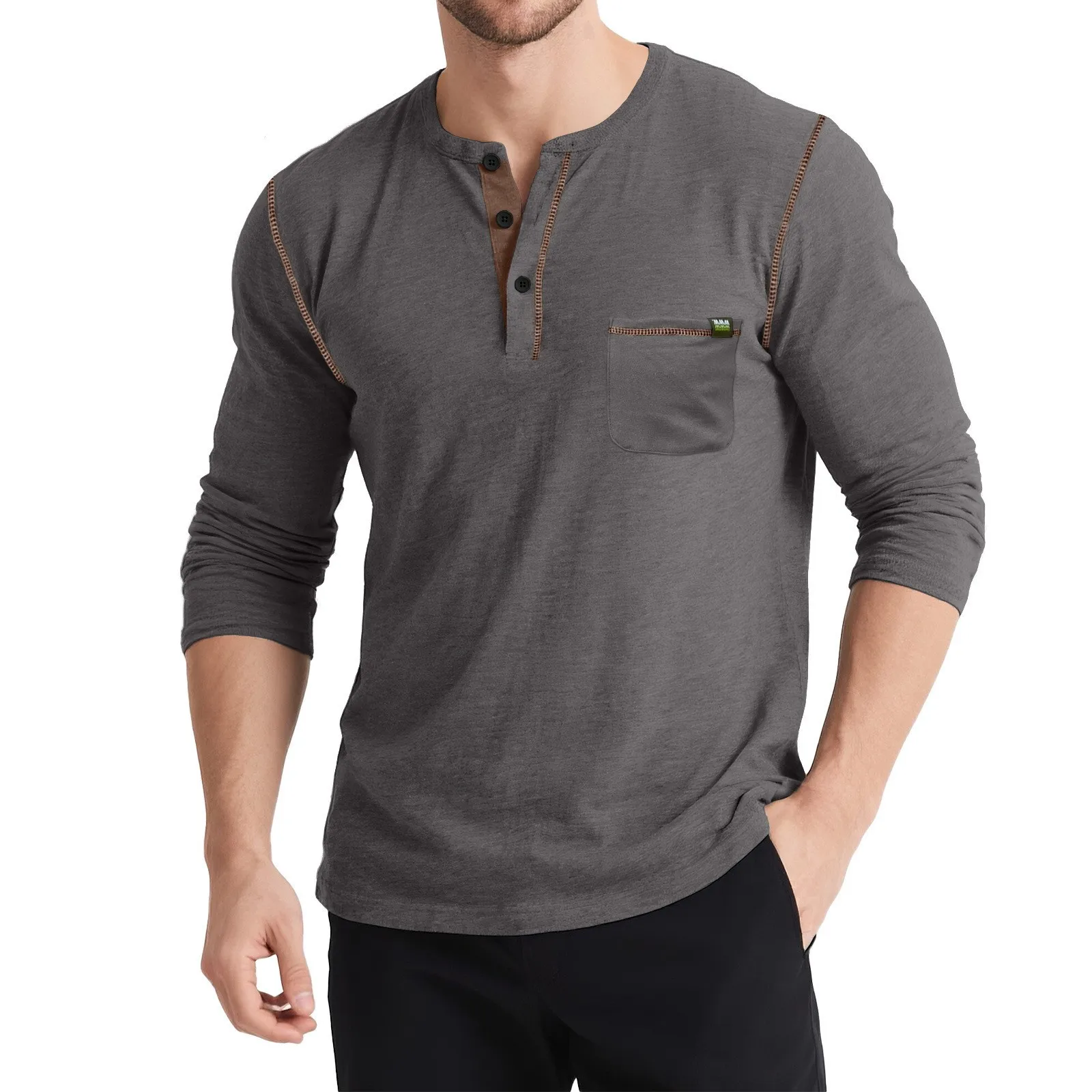 

European And American Autumn Style Solid-Color Long-Sleeved Sports POLO Shirt With Pocket Design, A Retro Base Layer Outerwear