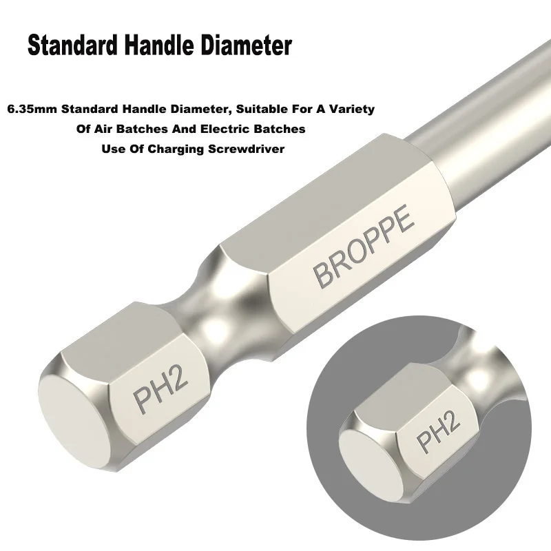 50mm~ 150mm Magnetic Screwdriver Bit Set  1/4" Hex Shank Phillips/Cross Head Screwdriver Drill Bit S2 Alloy Steel