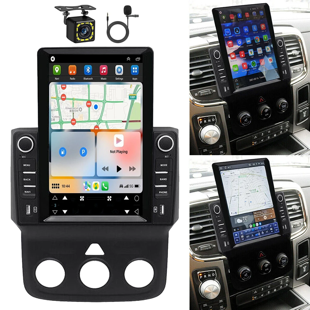 Android 14 DSP Car Stereo Radio with GPS 12LED Backup Light Built-in CarPlay Mirrorlink WiFi Head Unit for Dodge Ram 2013-2019