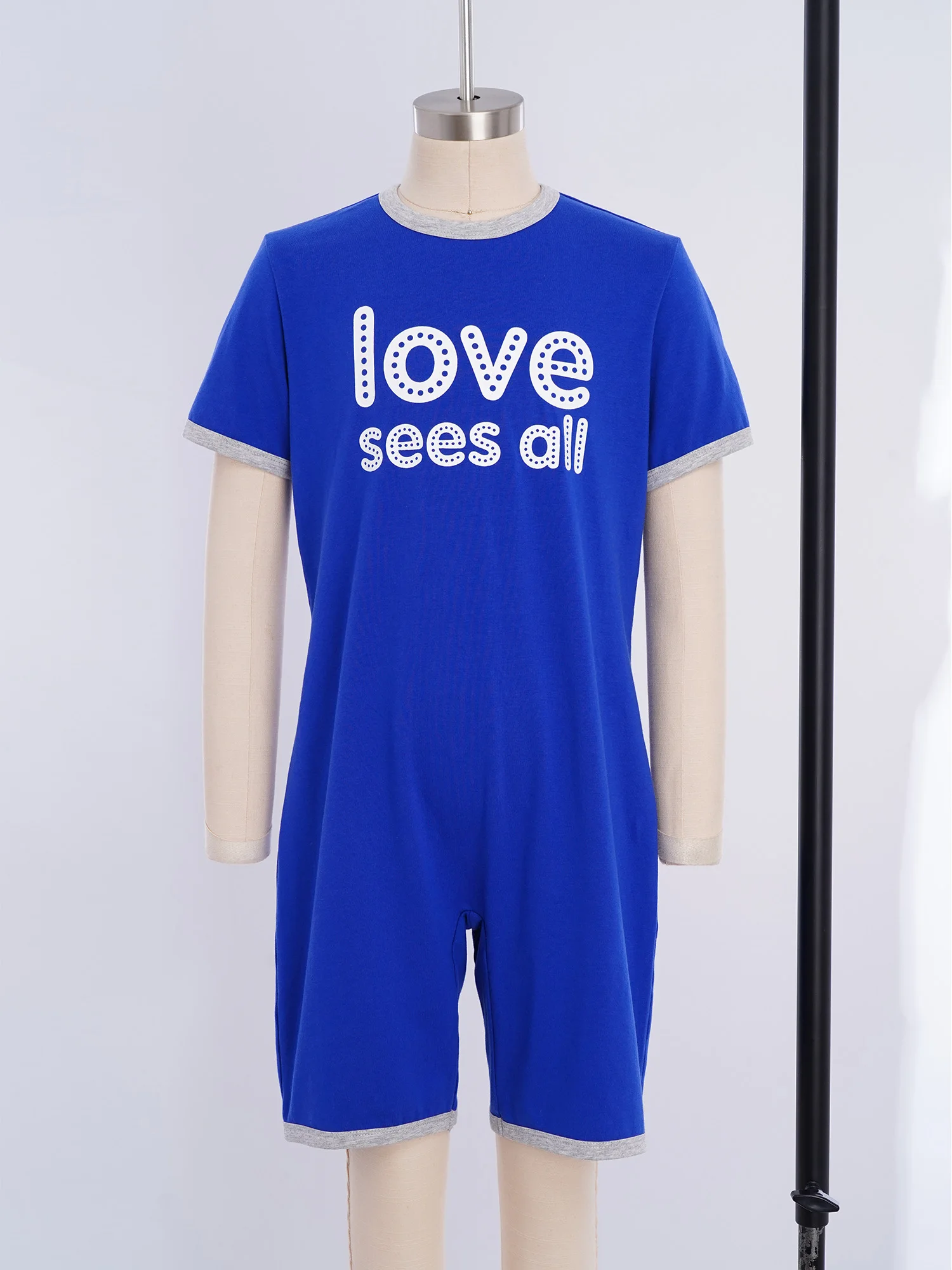 Kids Boy Girl Autism Special Needs Adaptive Clothing Short Sleeve Back Zipper Anti-Strip Bodysuit Homewear Sleepwear Daily Wear