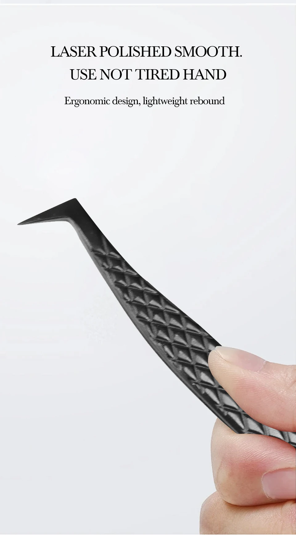 AGUUD Wimpernverlängerungspinzette, hochpräzise Pinzette aus Edelstahl, antistatisch, präziser Clip für Volumenfächer, professionelles Werkzeug – Detail 11