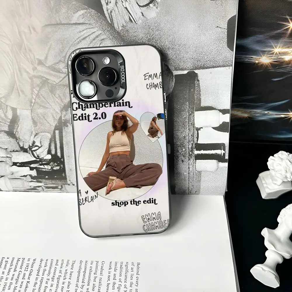 EmmaS ChamberlainS جراب هاتف ماتي ملون فضي لهاتف آيفون 16 15 14 13 12 11 Pro Max Plus XS X غطاء صلب مقاوم للصدمات