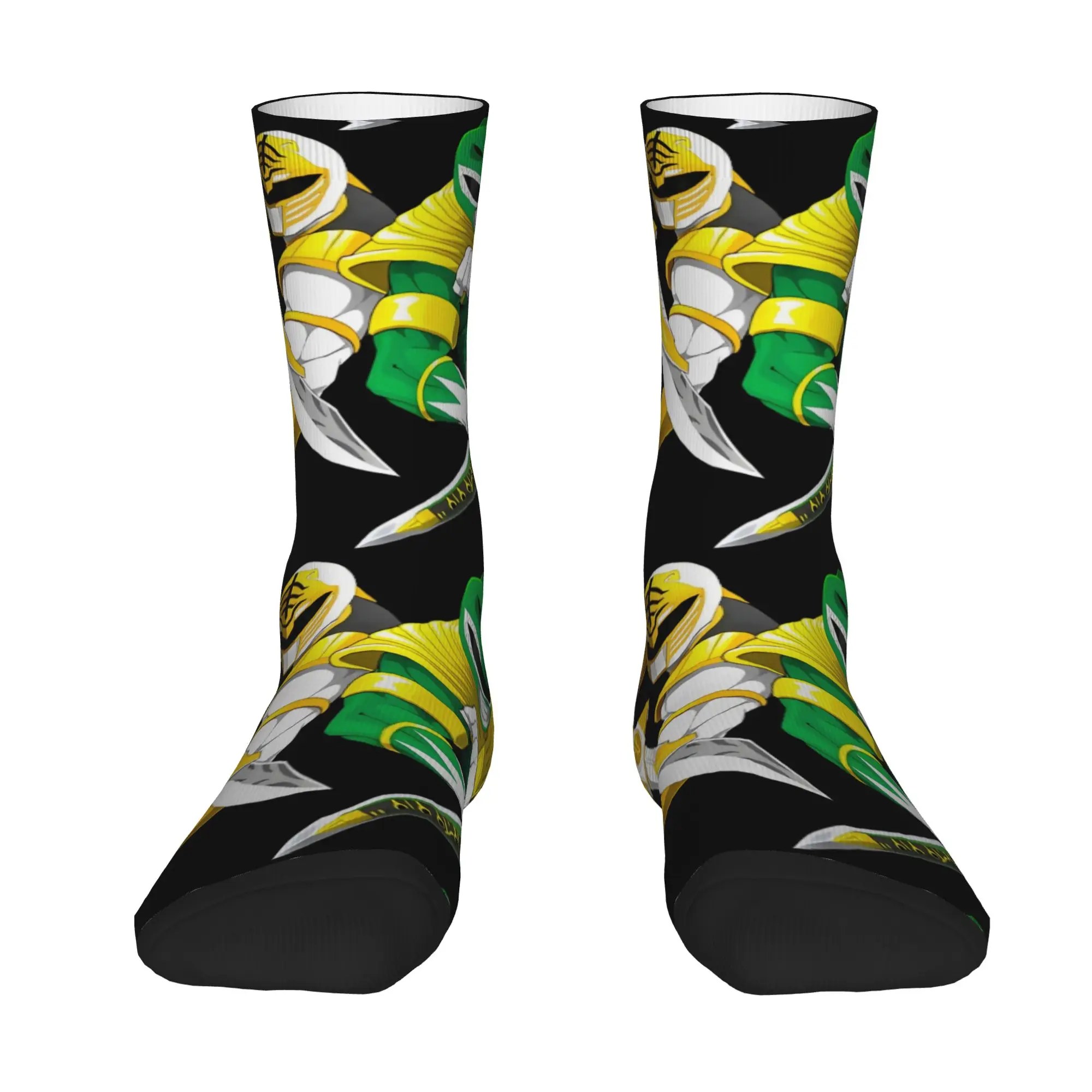 cycling socks Green And White Power Rangers Crazy Men's compression Socks Unisex items Crew Sock