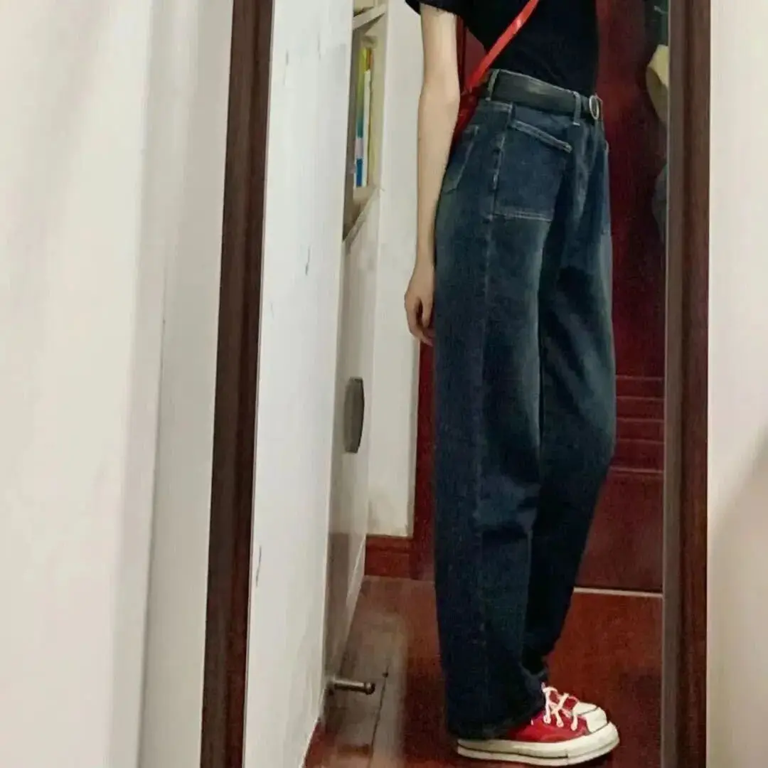 

Джинсы для женщин с эластичной резинкой на талии, свободный крой, джинсовые женские модные удобные базовые простые повседневные практичные джинсы