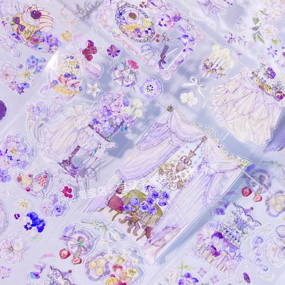 

Washi Pet Tape Journal Tea Mist Purple Flower Dinner Wax Scrapbook Collage Diy Sticker