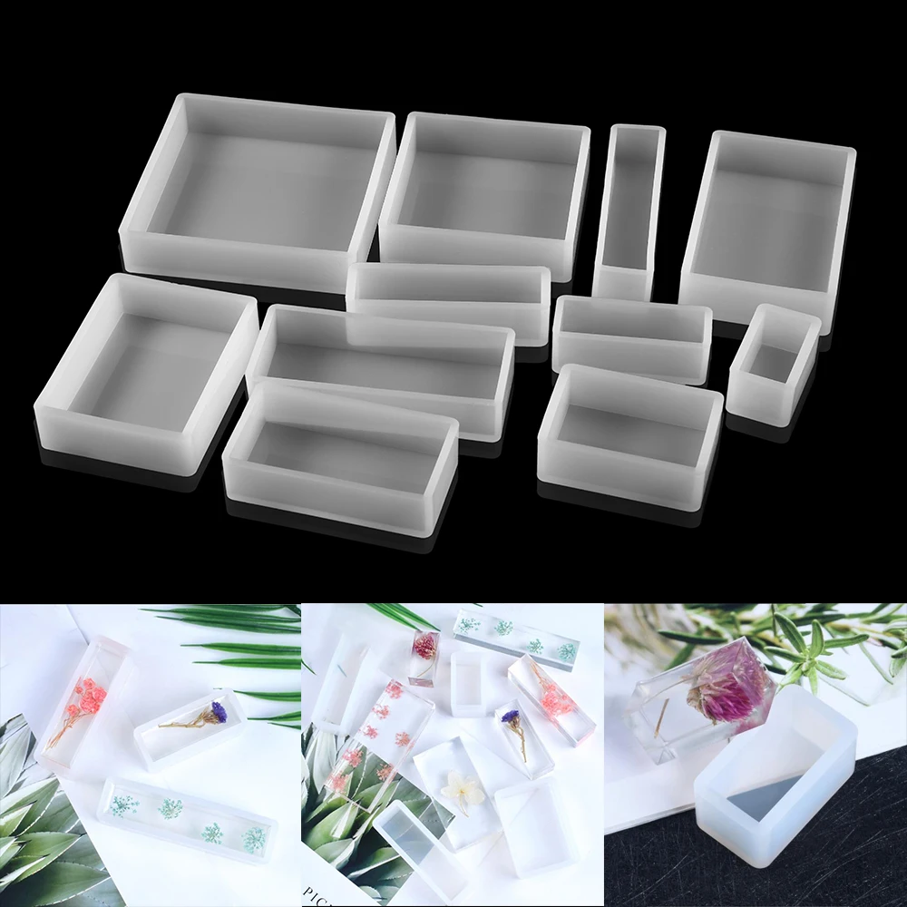 1Pcs Platz Rechteck Silikon Form Getrocknete Blumen Pflanze UV Epoxy Harz Form Für DIY Coaster Anhänger Schmuck Machen Zubehör
