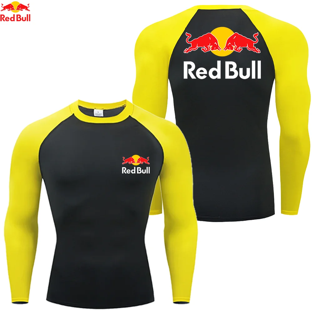 قمصان مضغوطة مطبوعة على شكل ريد بول للرجال، قمصان داخلية للتمارين الرياضية واللياقة البدنية بأكمام قصيرة، تي شيرت رياضي سريع الجفاف، ملابس رياضية علوية #2