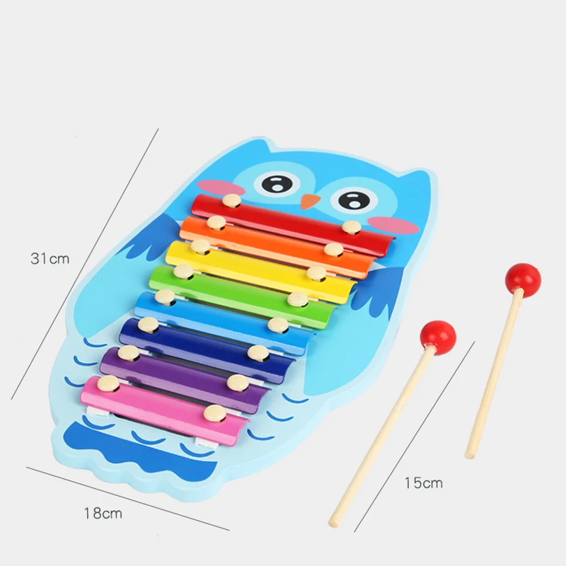 Wooden 8 Tones Multicolor Xylophone Wood Musical Instrument Toys For Baby Kids Wood Musical Instrument Toys Accessories