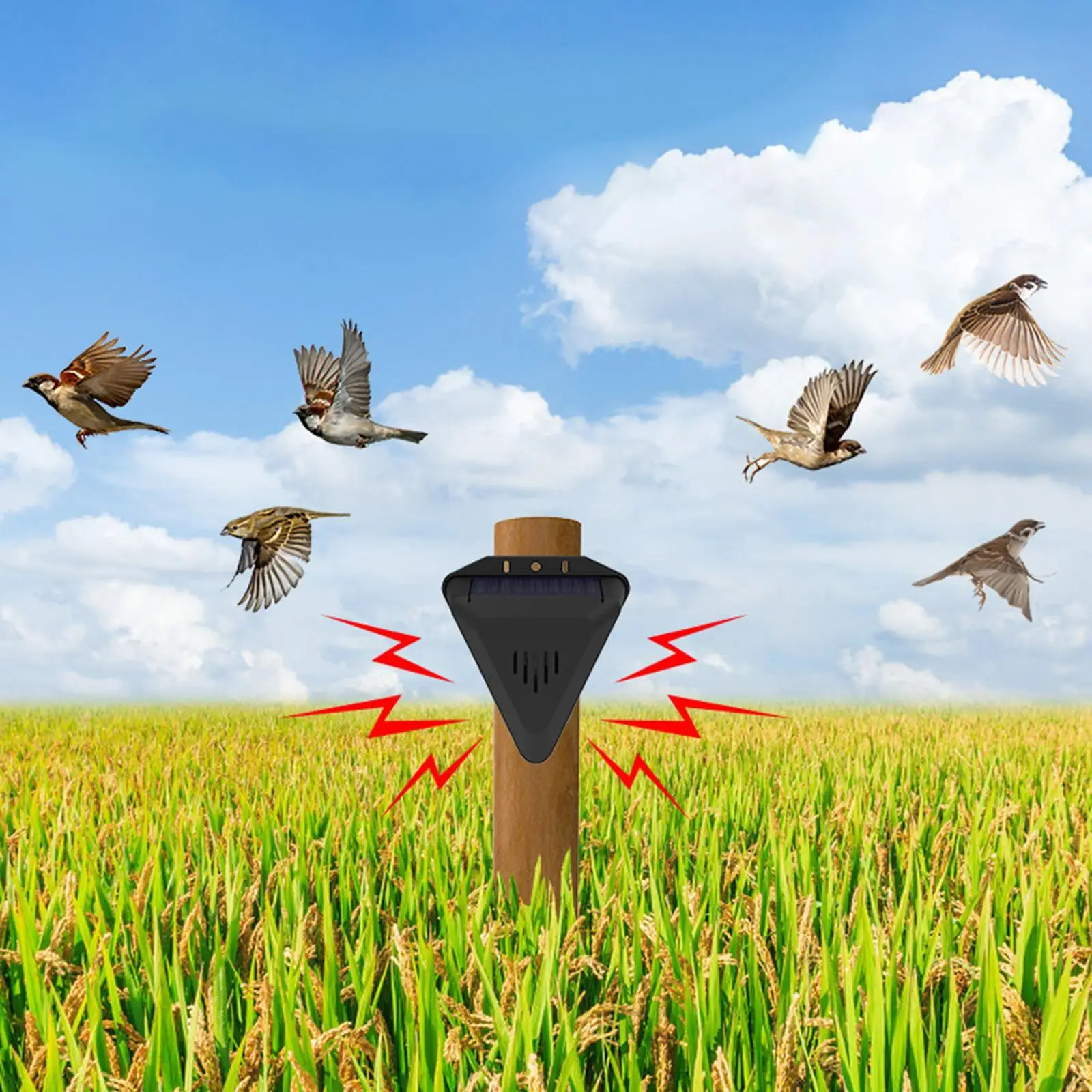 Bird Repeller Device Solar Powered Birds Scarer Bird Preventer Animal Deterrent Device for Deer Raccoon Squirrel Farm Yard