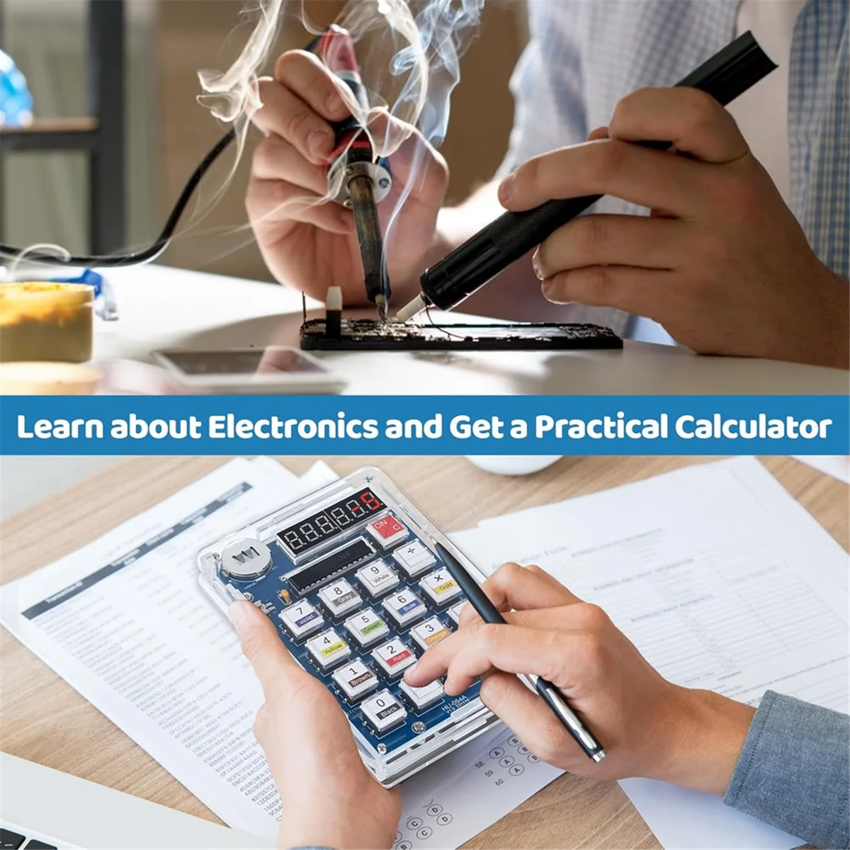 Welding Practice Kit, 6-Digit DIY Calculator Kit USB/Battery Powered Desktop Calculator Welding Project Electronics Kit