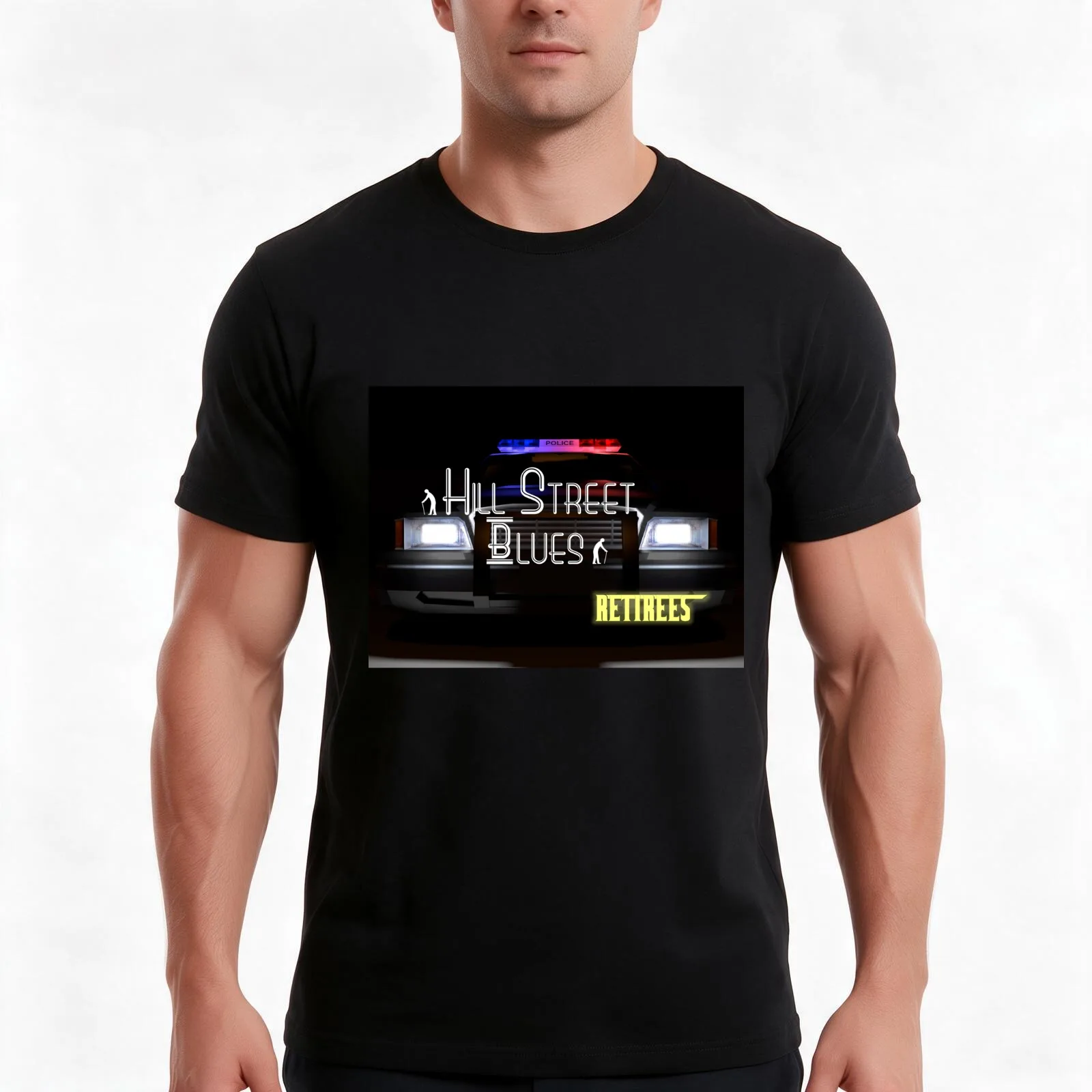 Hill Street Blues - Retirees T-Shirt, Summer Casual Cotton Tee, Oversized Streetwear Tops, Vintage Graphic Print, 100% Cotton