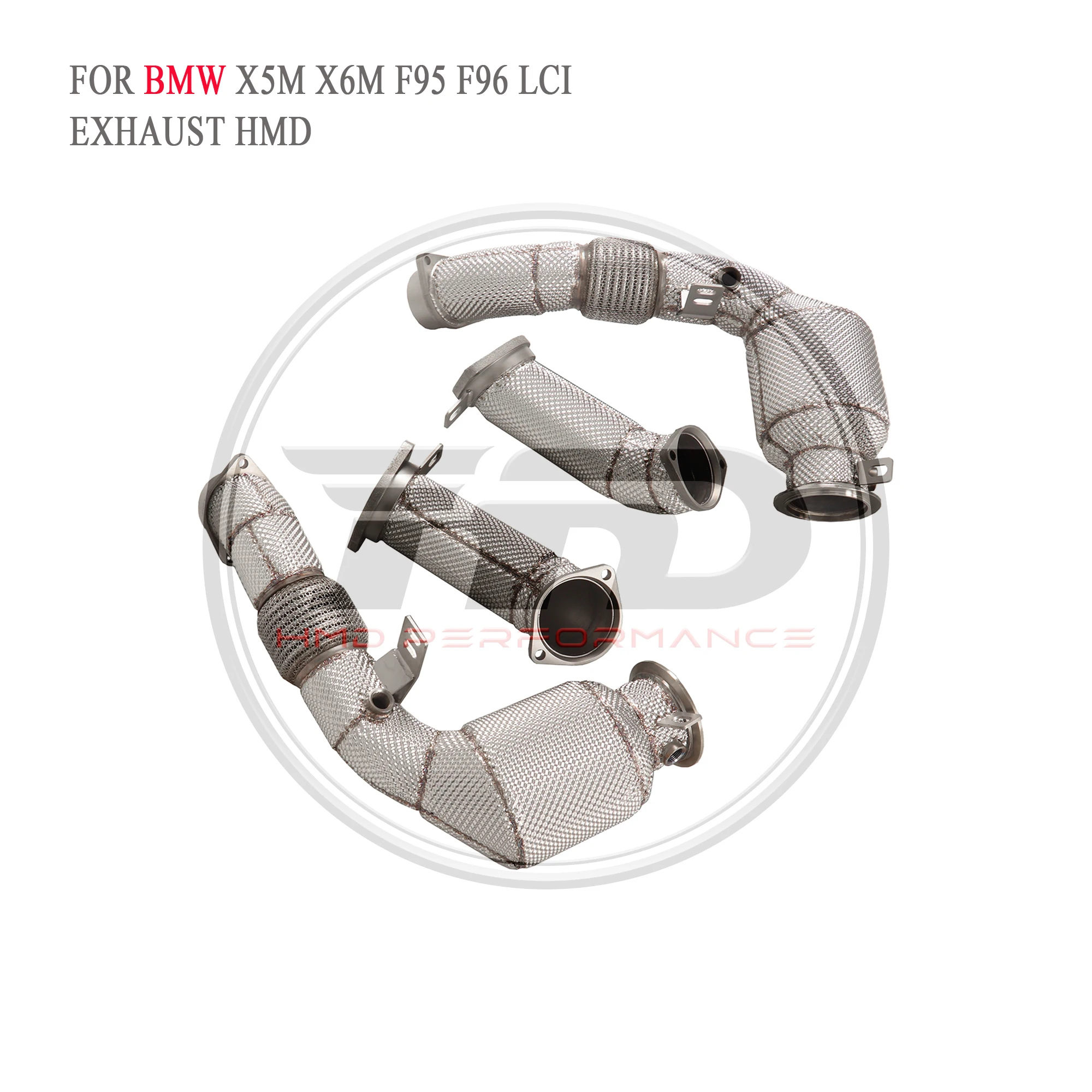 HMD رائجة البيع لا خطأ ضوء العادم SS304 النازل لسيارات BMW X5X6 G05 G06 M60i 2023 + 4.4T S68 المحرك V8 مع درع الحرارة #4