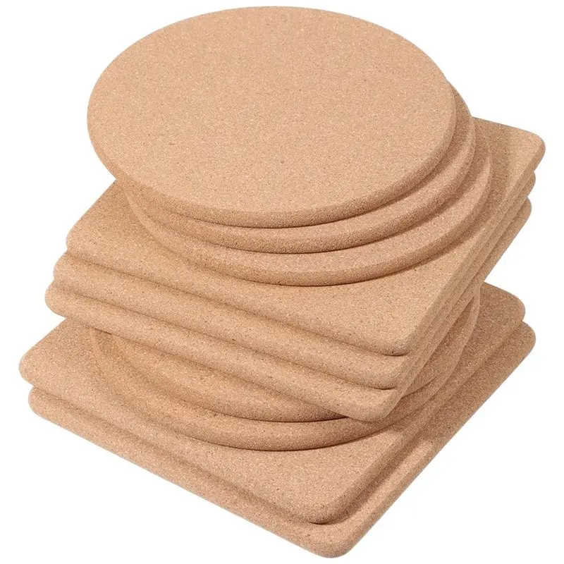 TKOH-Cork Trivets 10PCS Heat-Tolerant For Hot Dishes, Pots And Pans, Thick Coasters& Placemats