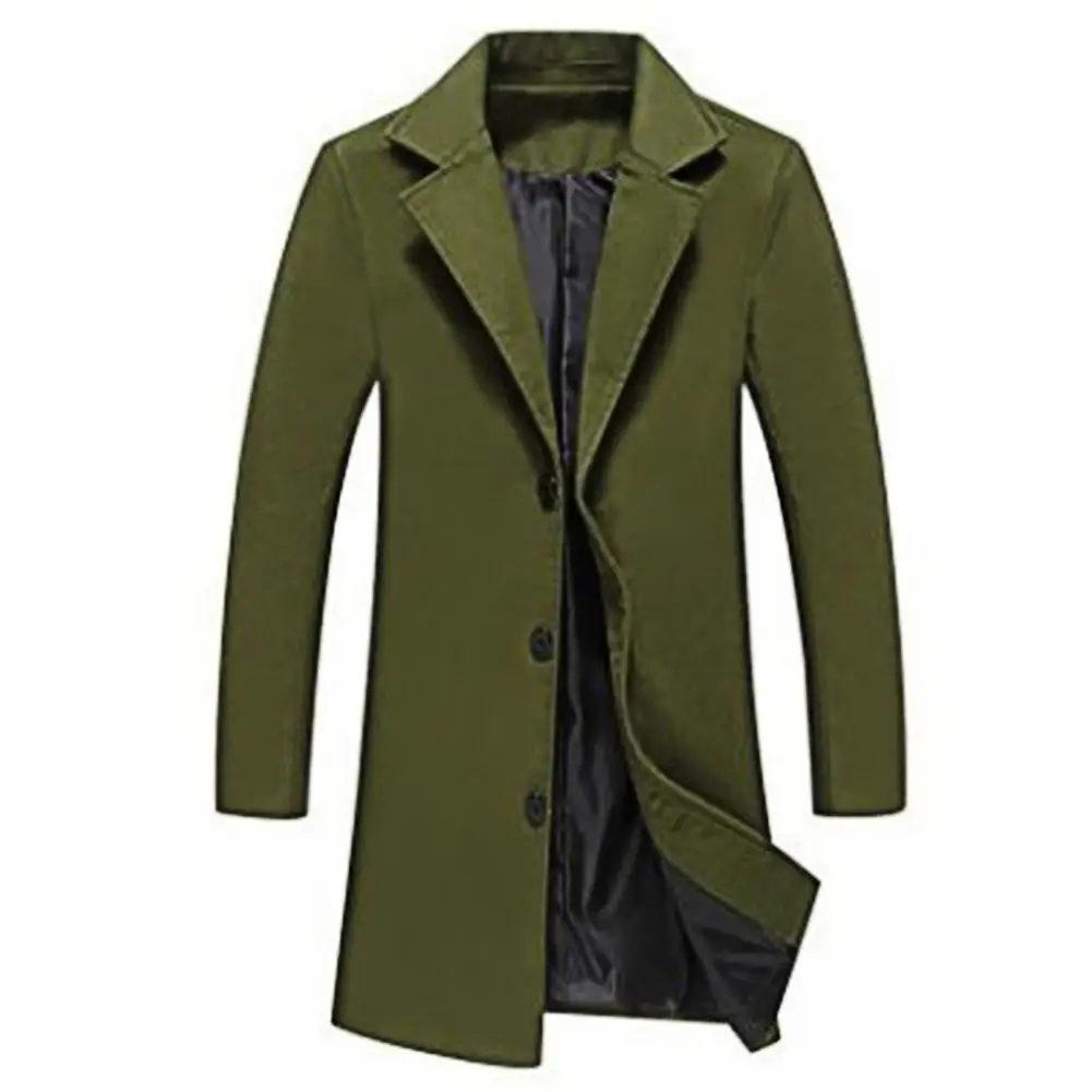 Decorative Men Jacket Easy Match Polyester Single Breasted Men Overcoat for Winter