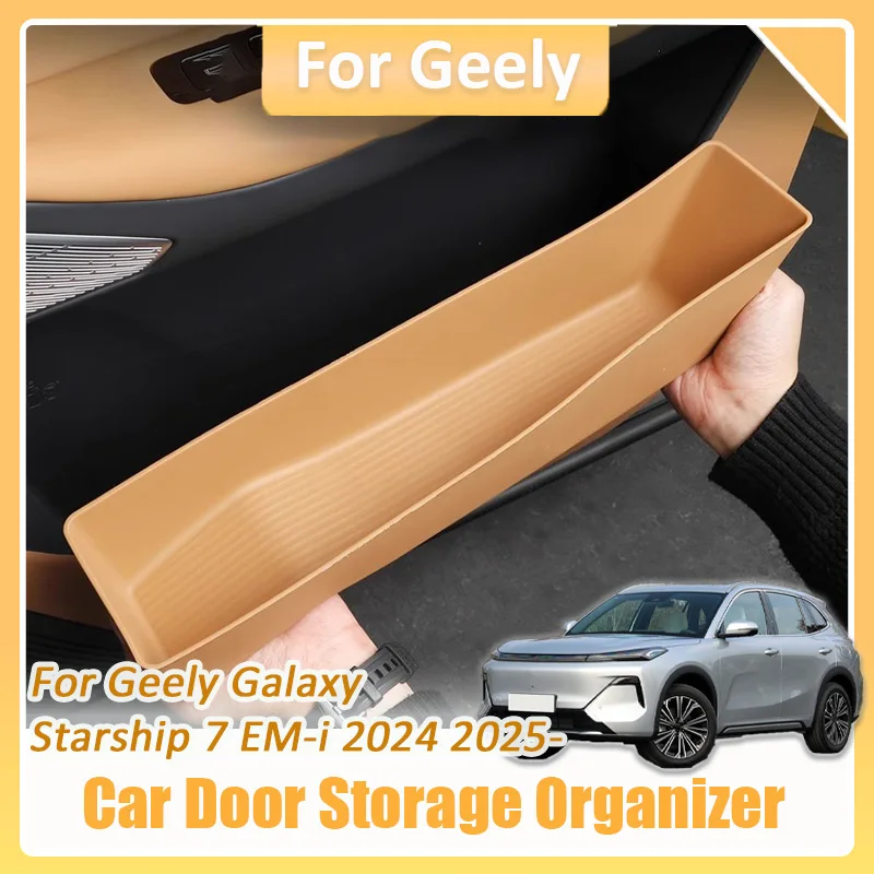 

For Geely Galaxy Starship 7 EM-i 2024 2025 Car TPE Door Waterproof Storage Box Auto Parts Decoration Organizer Accessories Kit